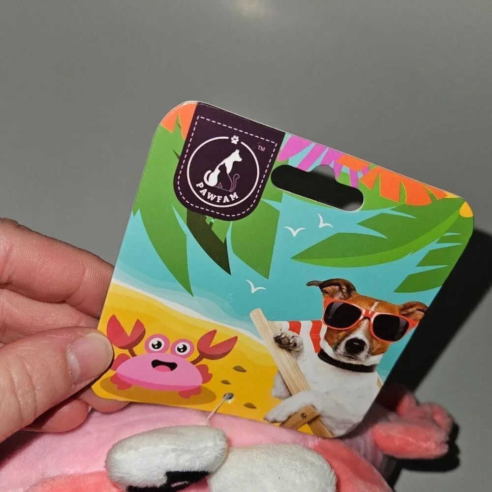 NEW Pawfam Pink Crab Plush Pet Dog Toy Squeaker 10